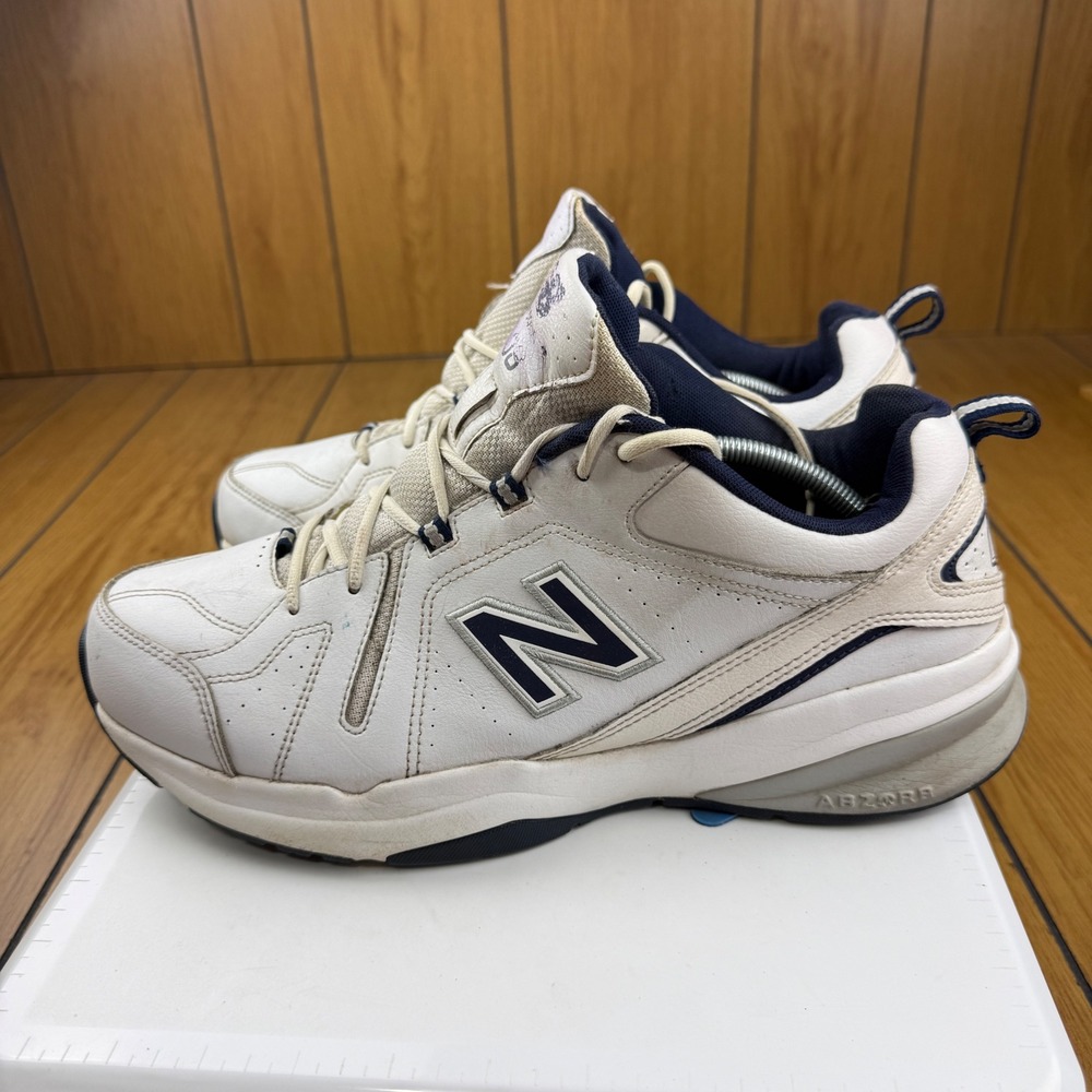 New Balance 608v5 Mens White Navy Leather Training Shoes MX608WN5 Size 13